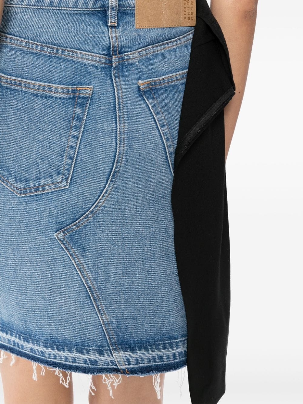 asymmetric panelled denim skirt - 5