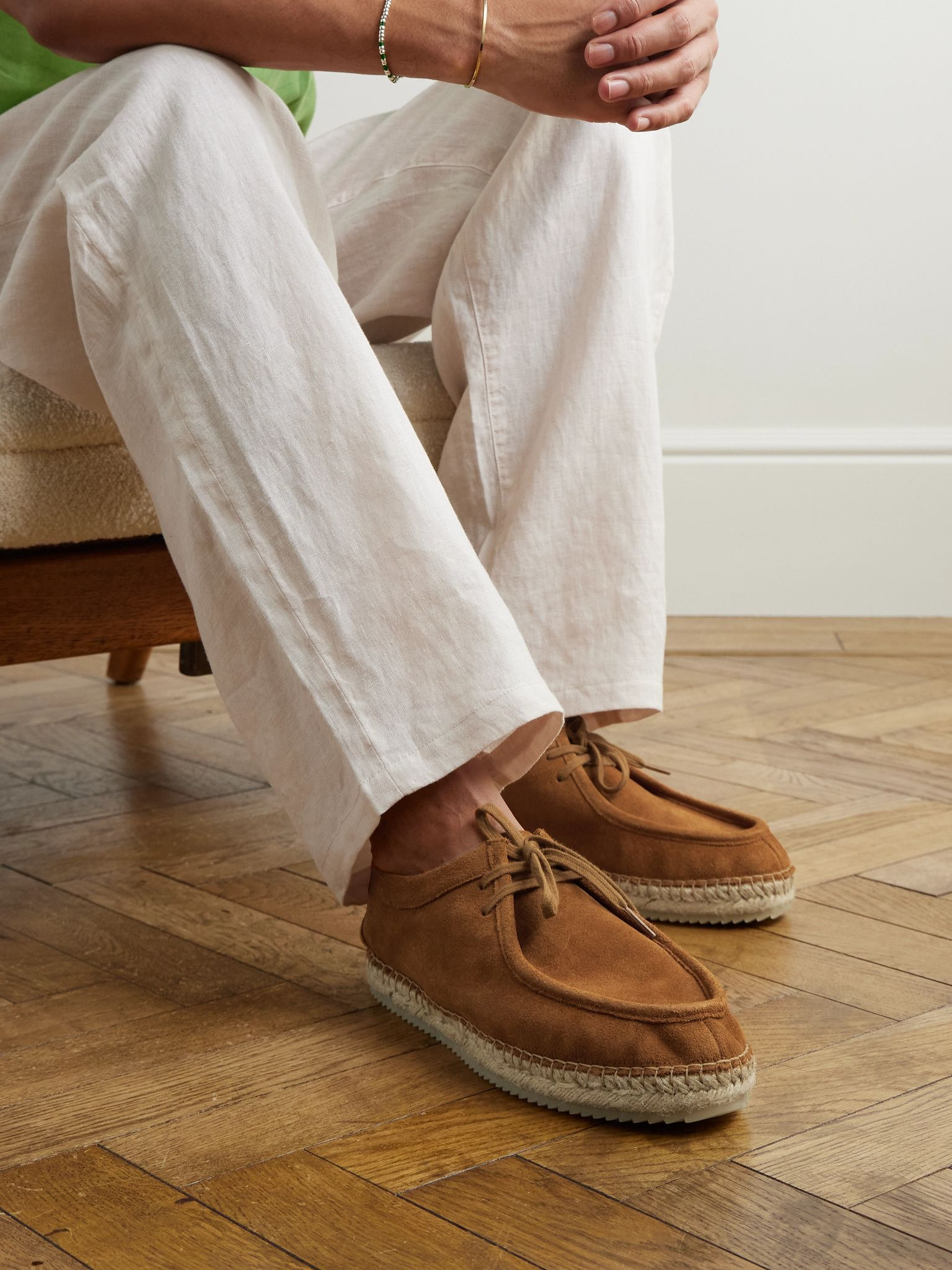 Rodolfo Jute-Trimmed Suede Derby Shoes Brown - 2