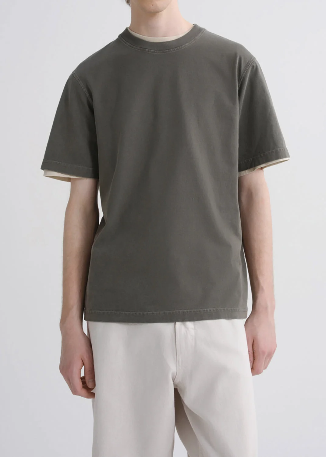 ASHA MOCK NECK TEE IN MILLSTONE - 1