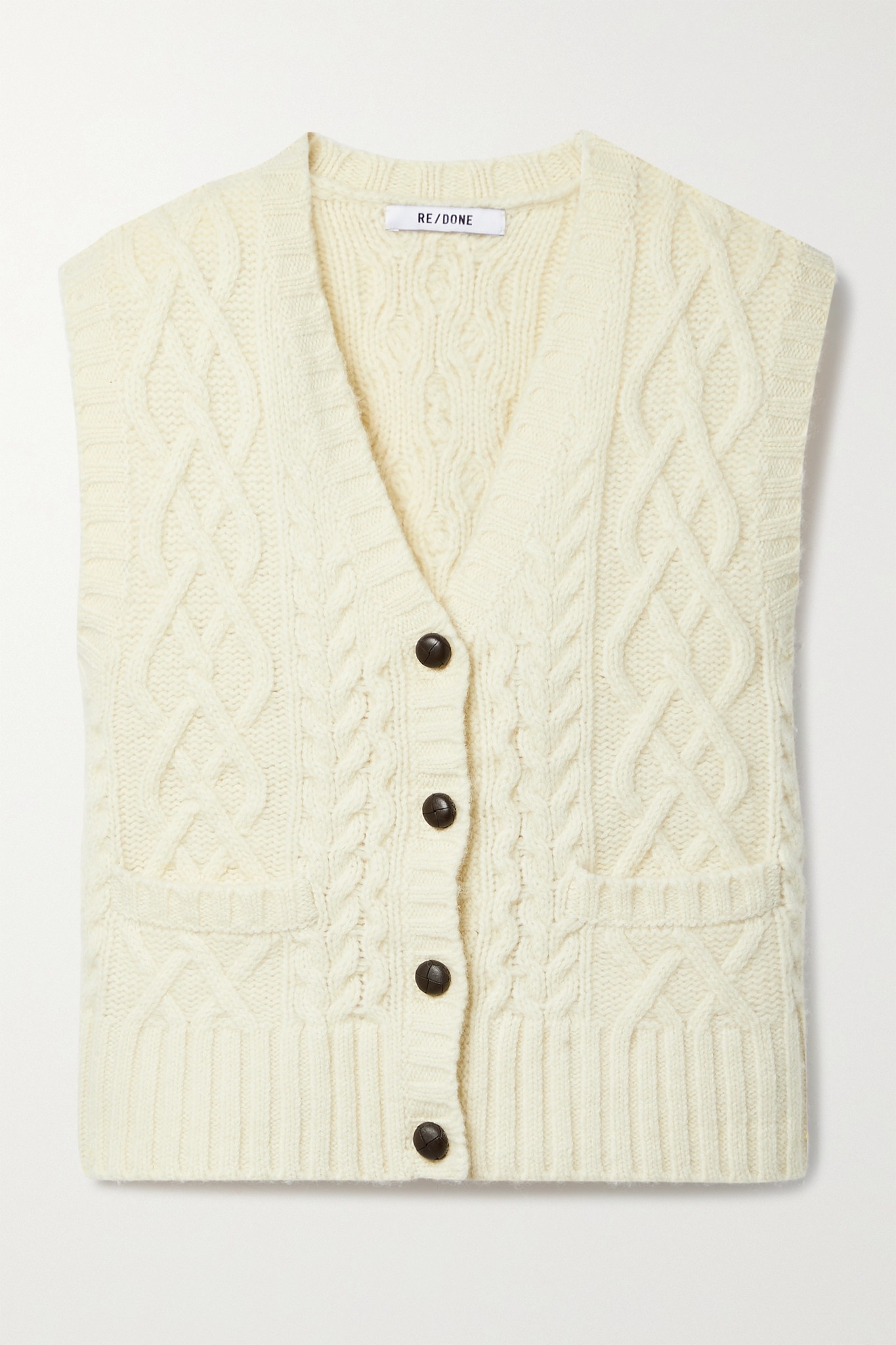 50s cable-knit wool vest - 1