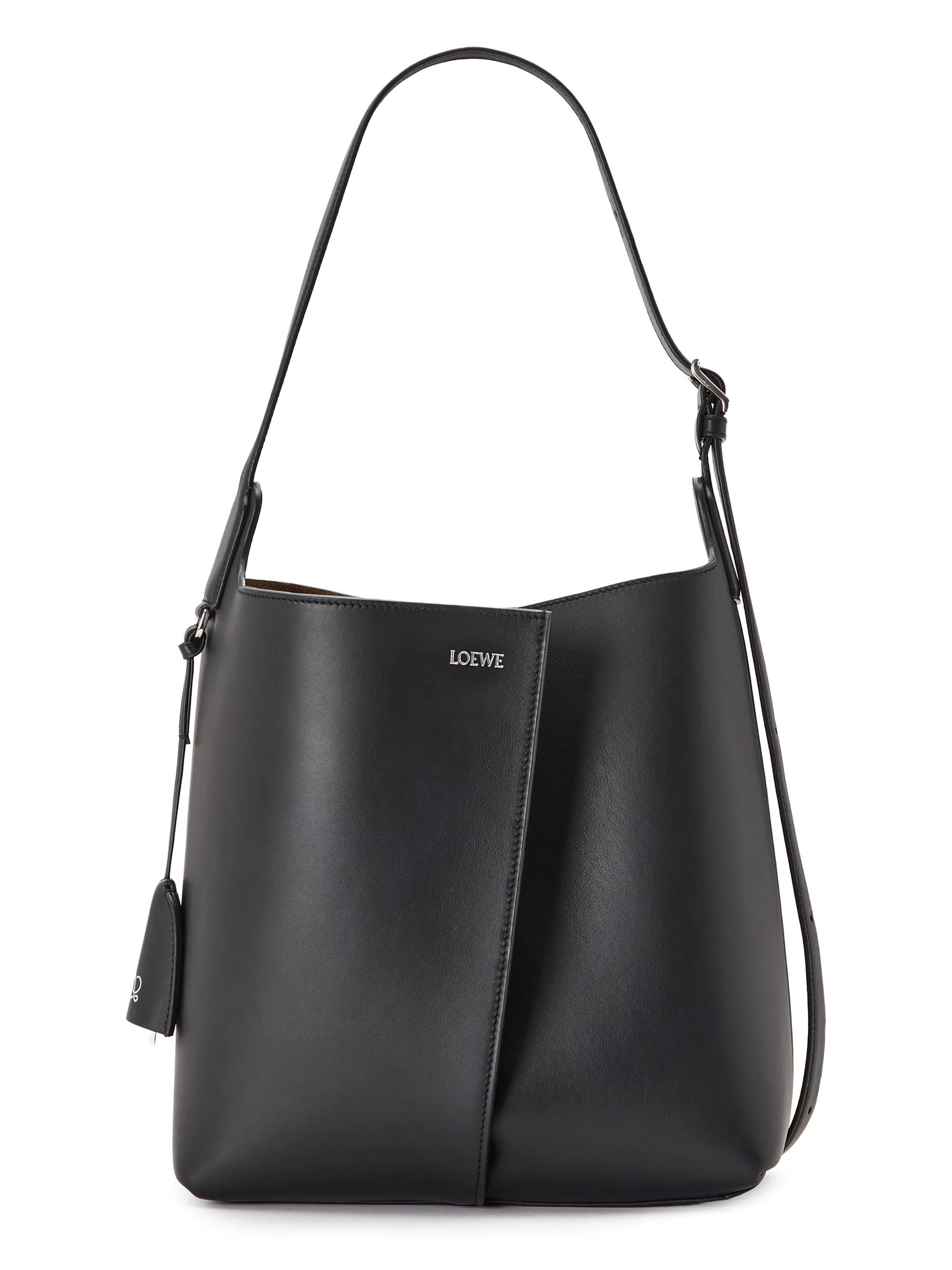 Women's Bilbao Medium Leather Bucket Bag - Black - 1