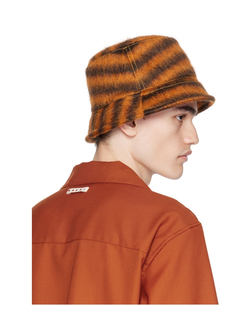 Black & Orange Striped Bucket Hat - 3