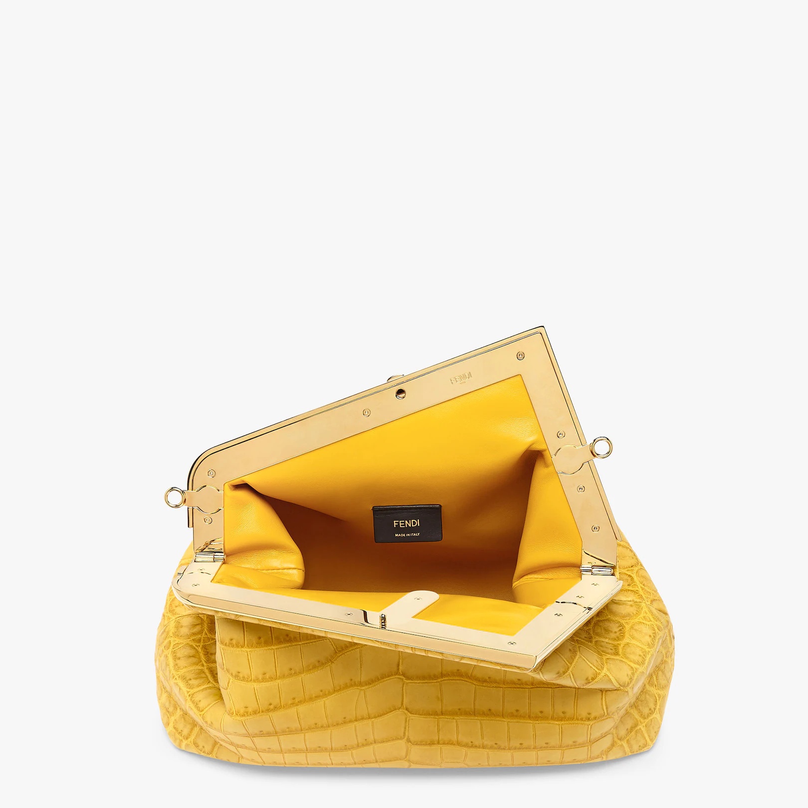 Yellow crocodile leather bag - 4