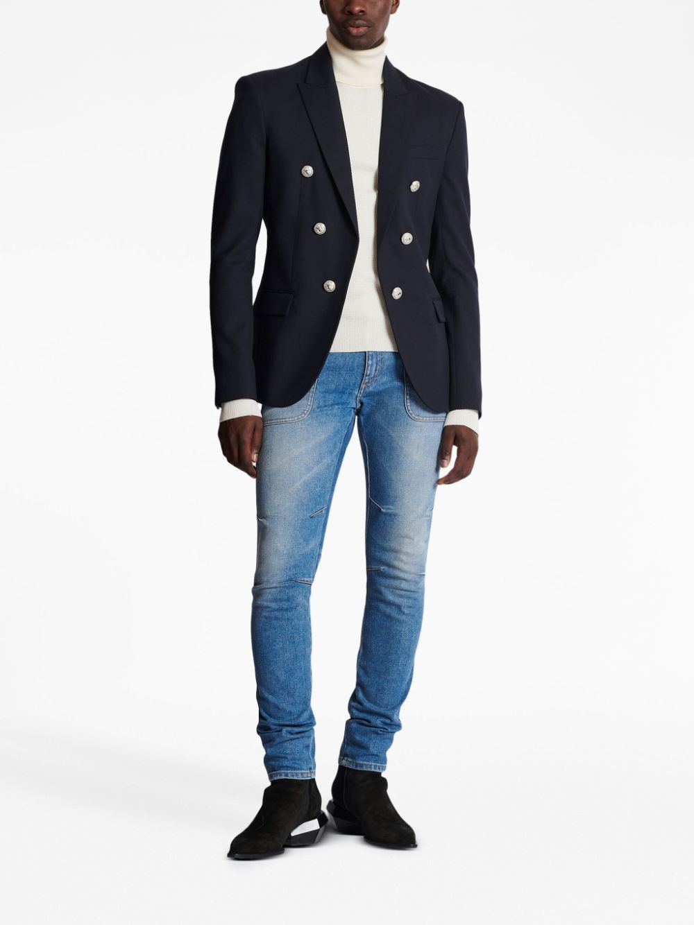 button-detailed wool blazer - 2