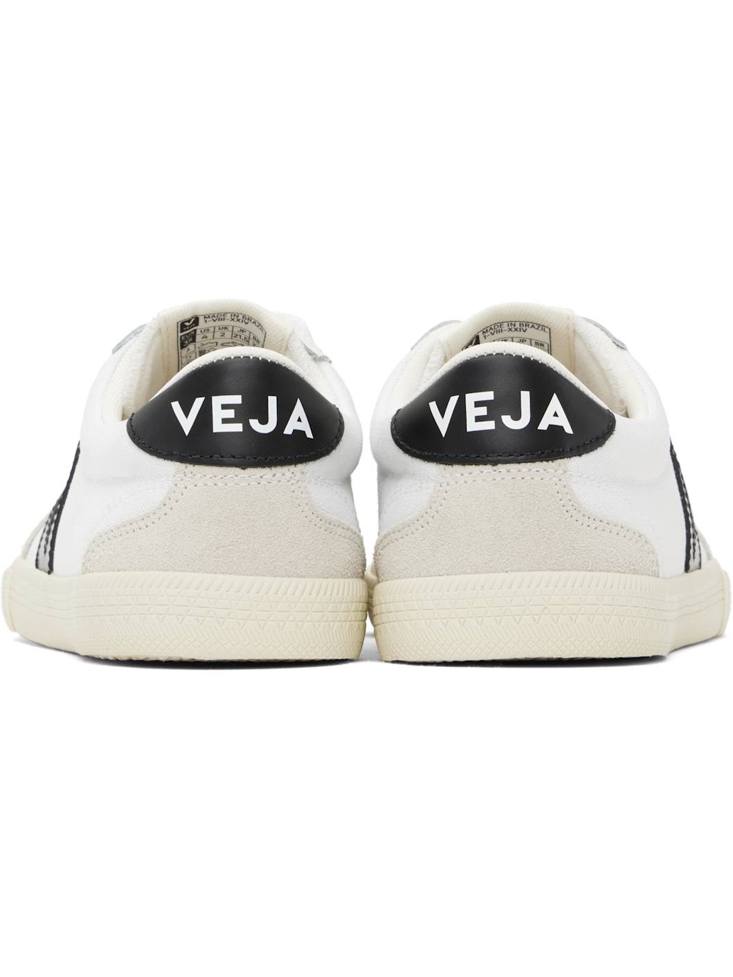 White & Black Volley Canvas Sneakers - 2