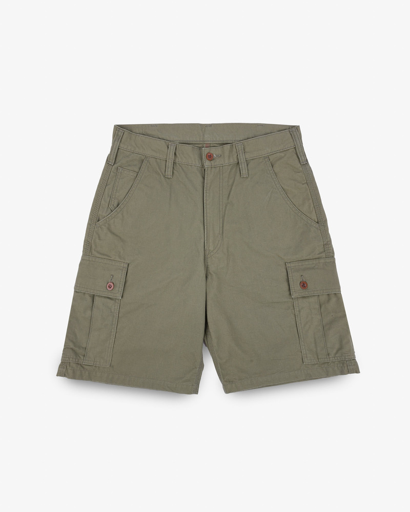 IH-740-GRN 9OZ CANVAS MILITARY CARGO SHORTS - GREEN 1