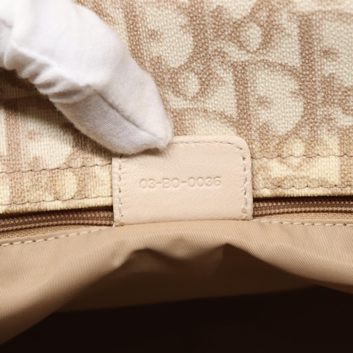 DIOR Trotter Canvas Chain Tote Bag Beige Silver - 11