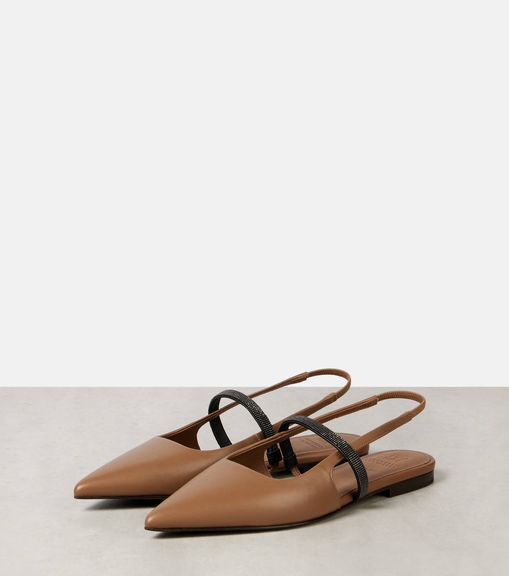 Pointy leather slingback flats - 4