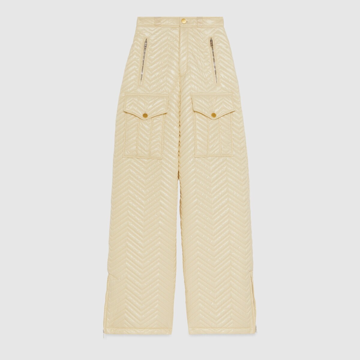 Quilted nylon pant with embroidery - 1