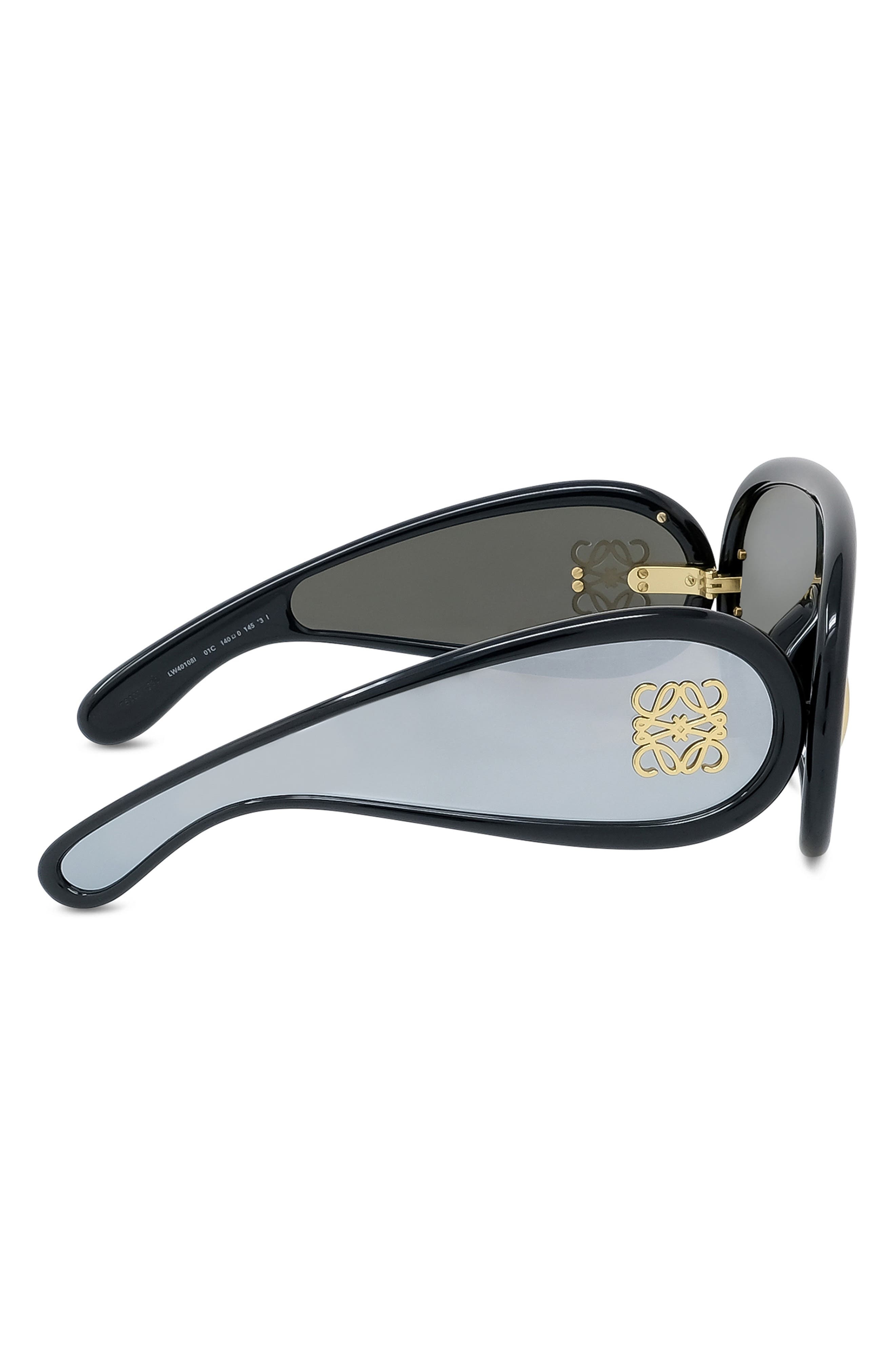 Loewe x Paula's Ibiza 56mm Mask Sunglasses in Shiny Black /Smoke Mirror at Nordstrom - 5