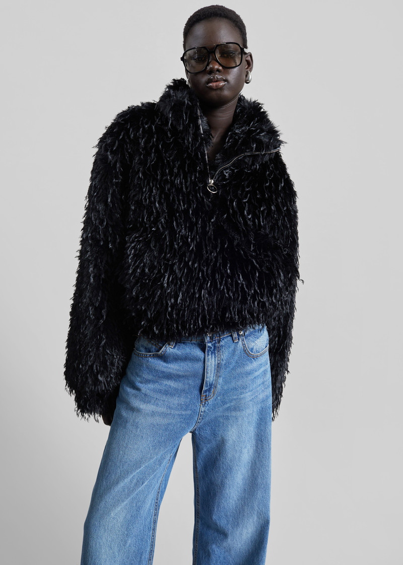 Rivee Faux Fur Pullover - Black 8