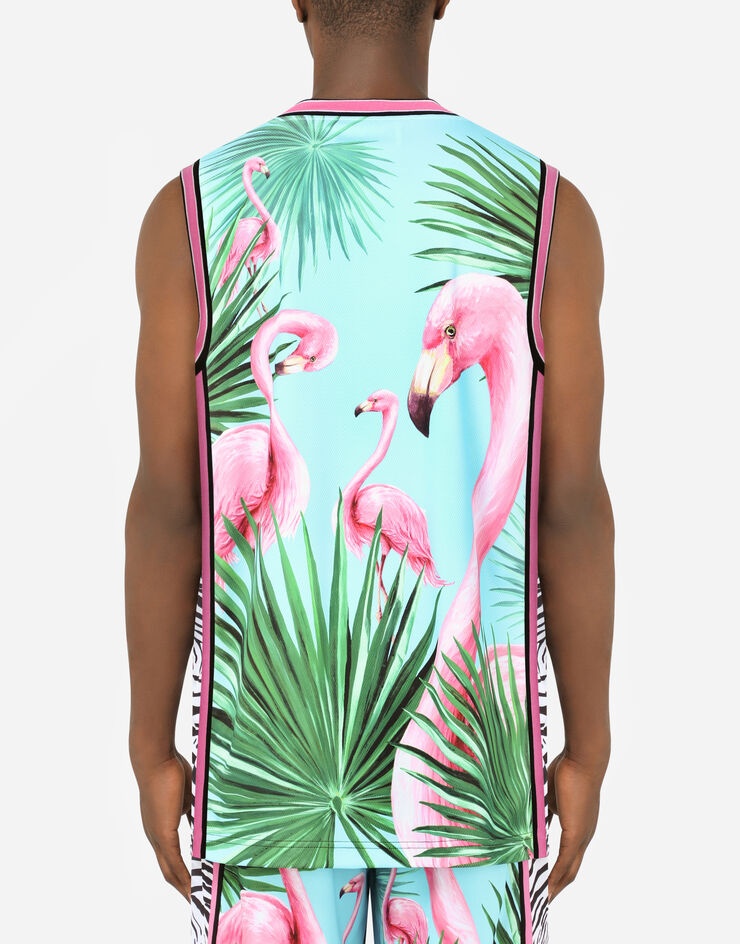 Technical fabric singlet with flamingo print - 8