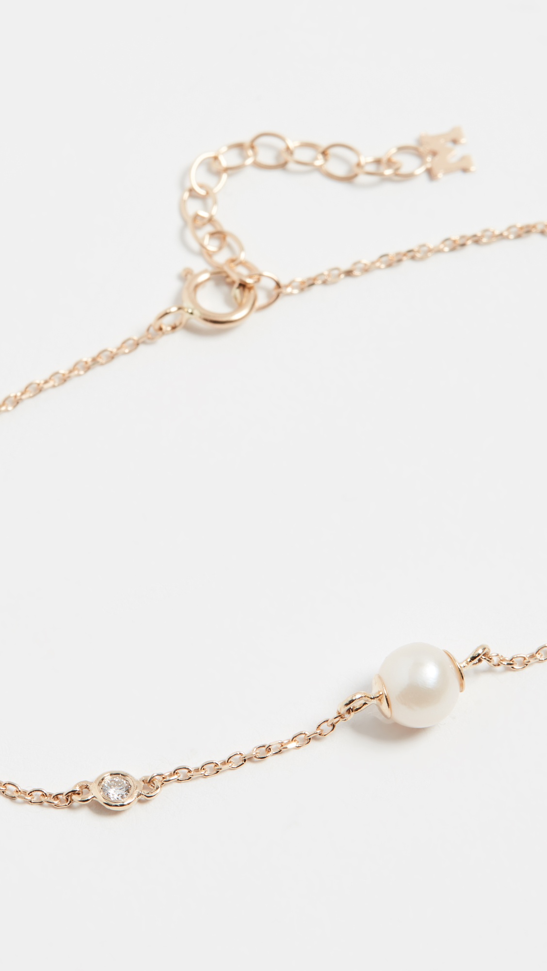 14K   Pearl and Diamond Chain Bracelet - 3