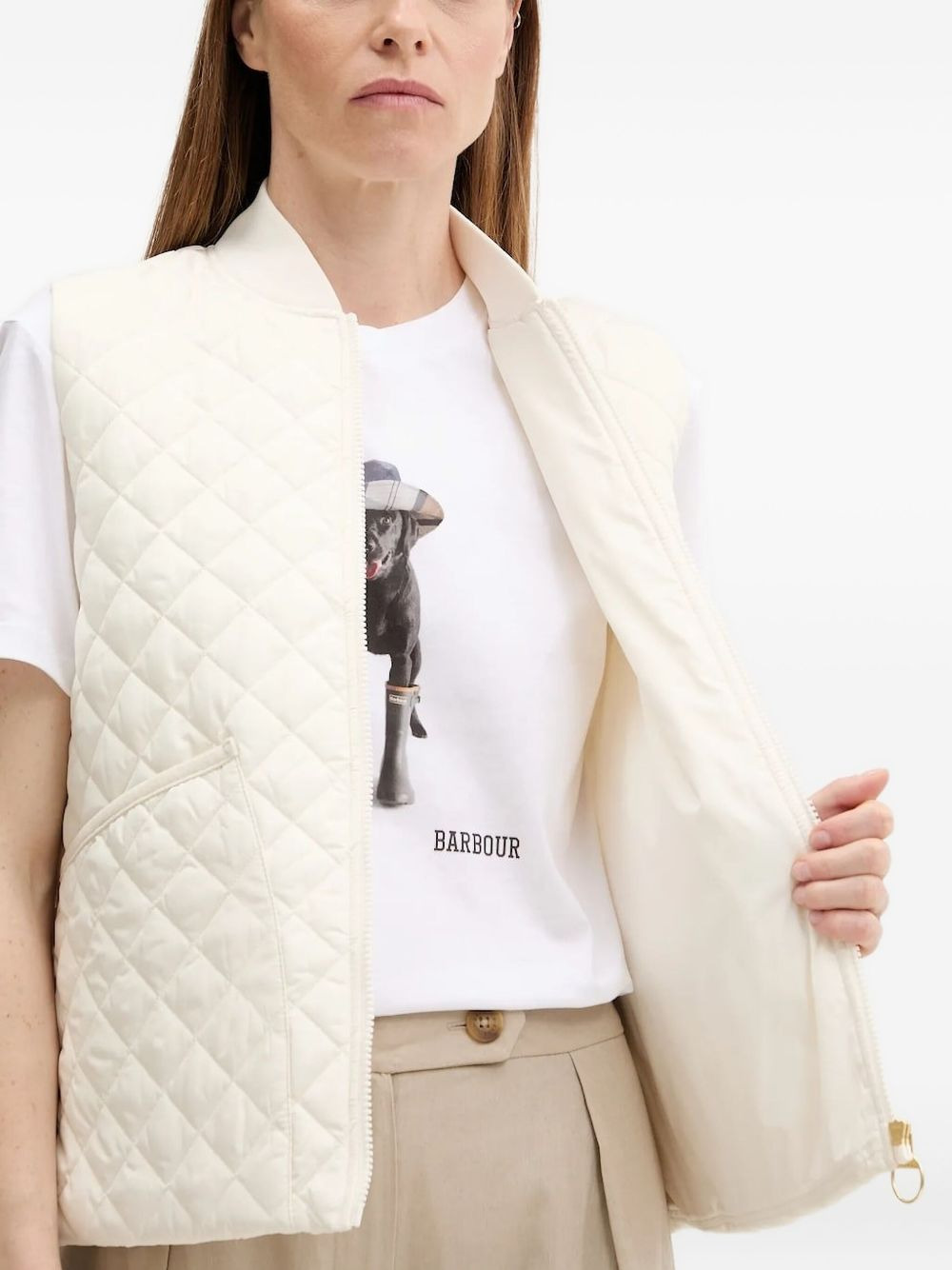 quilted zip-front gilet - 4