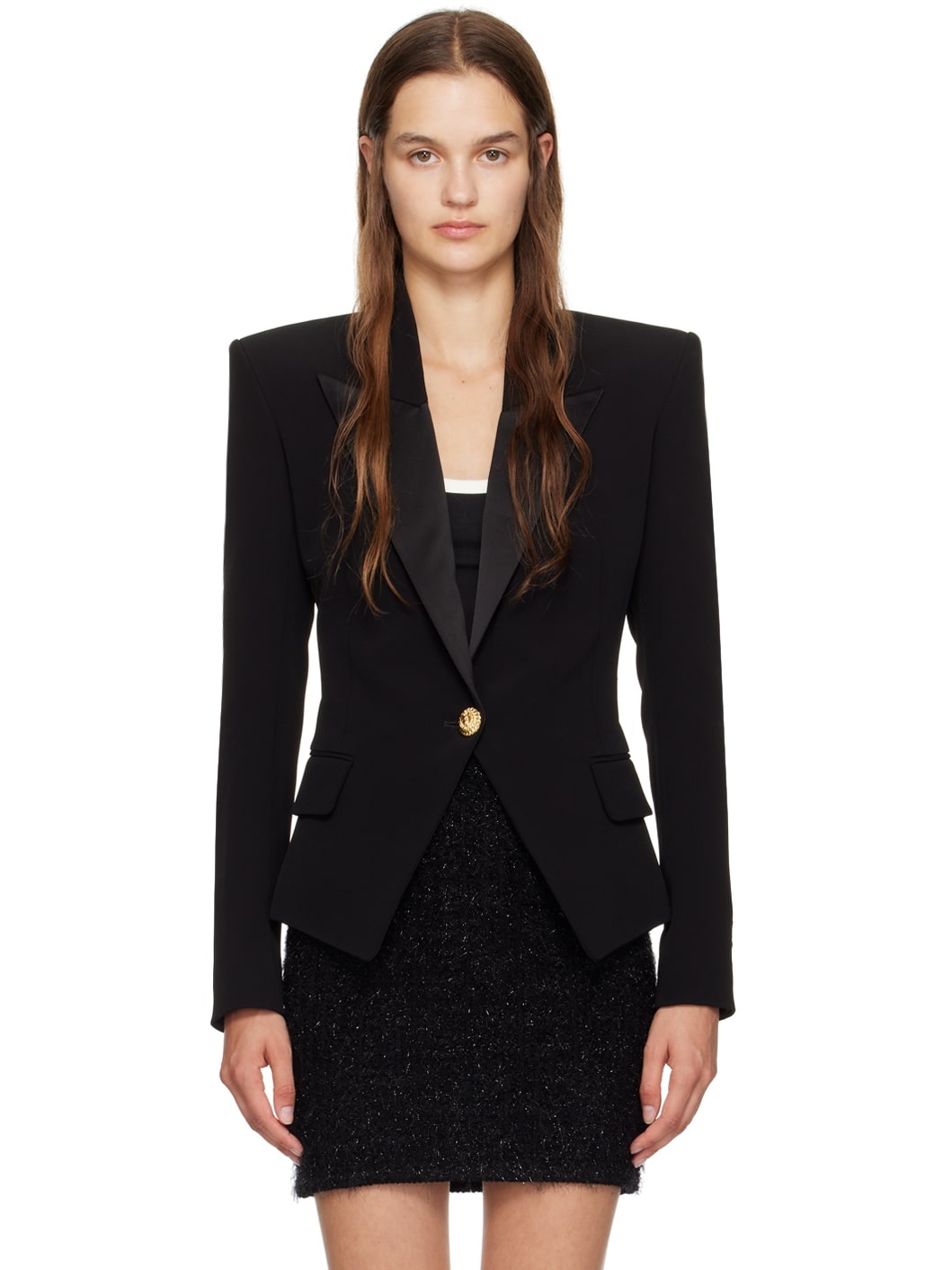 Black Single-Button Blazer - 1