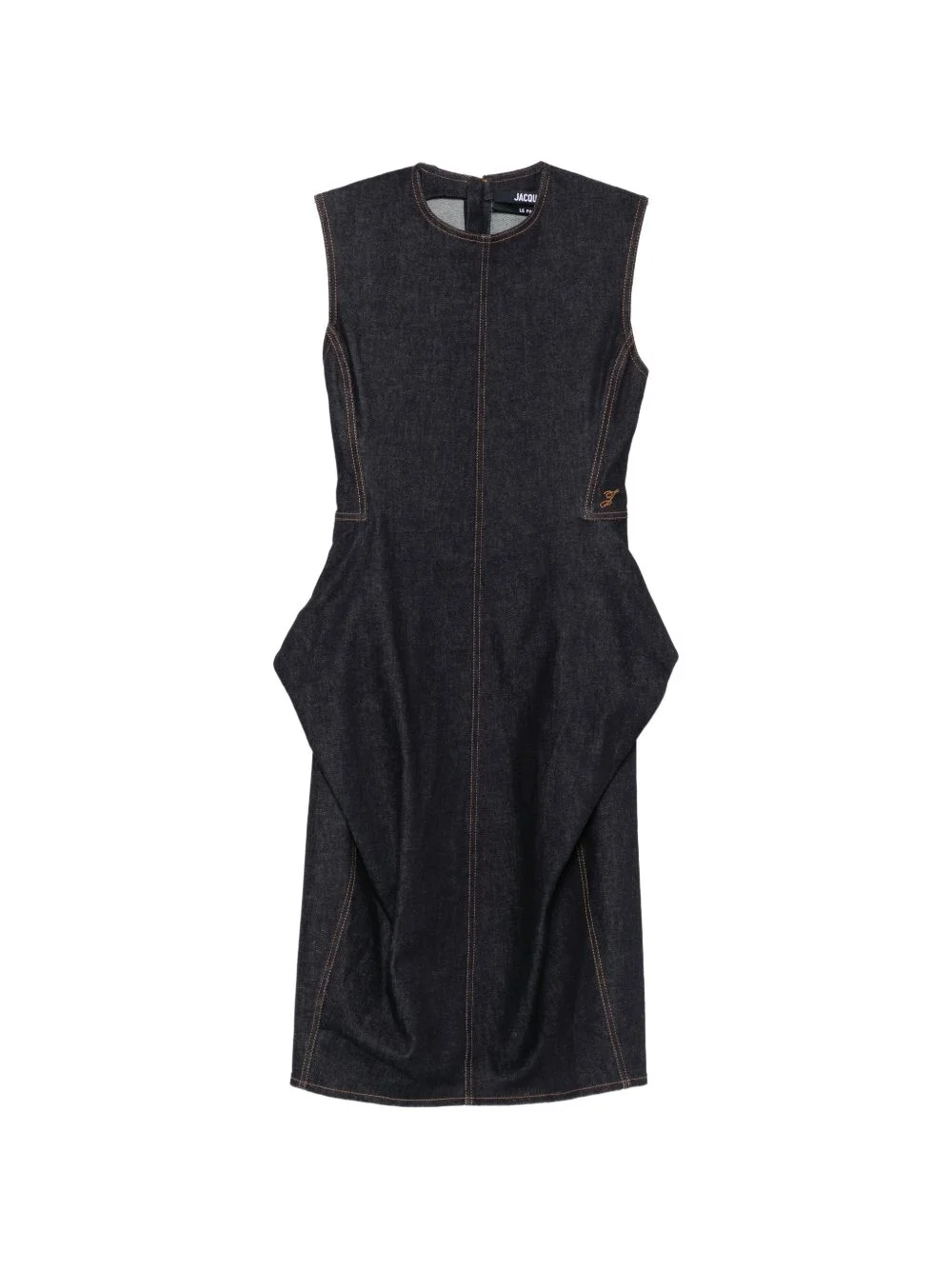 contrast-stitch sleeveless midi dress - 1