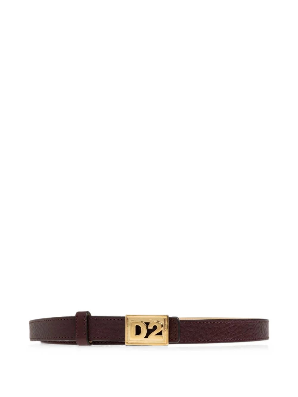logo-plaque pebbled leather belt - 1