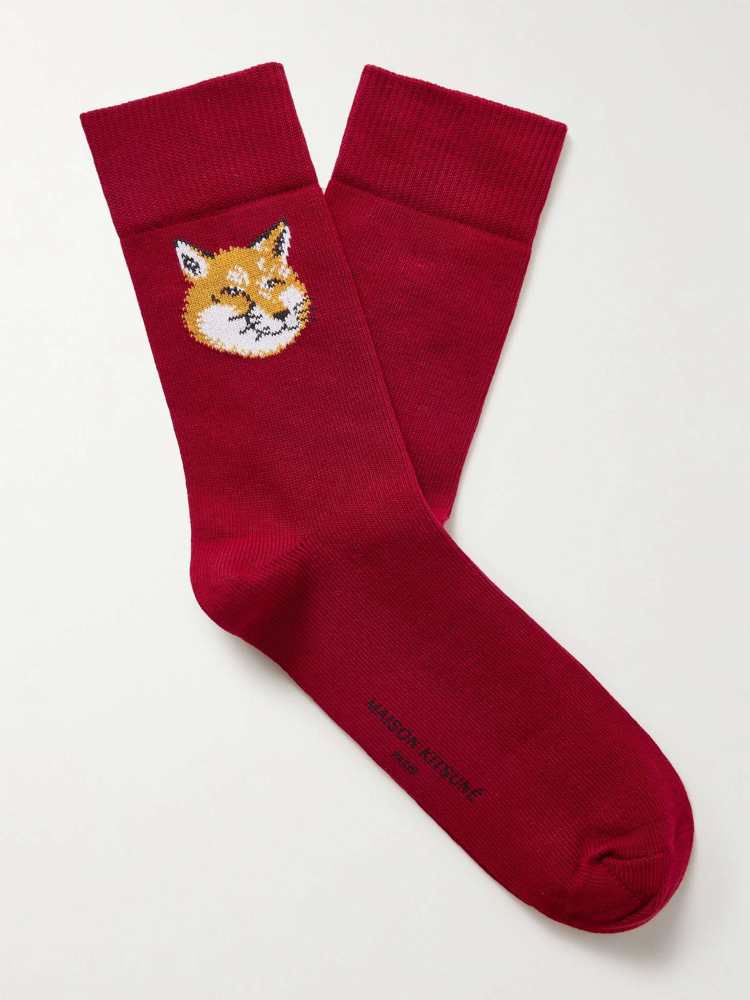 Intarsia Stretch Cotton-Blend Socks - 1