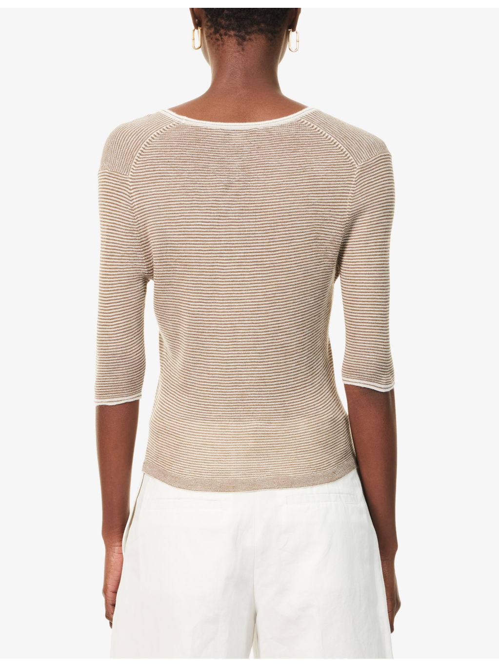 Striped Short-Sleeves Cashmere And Silk Cardigan - 4