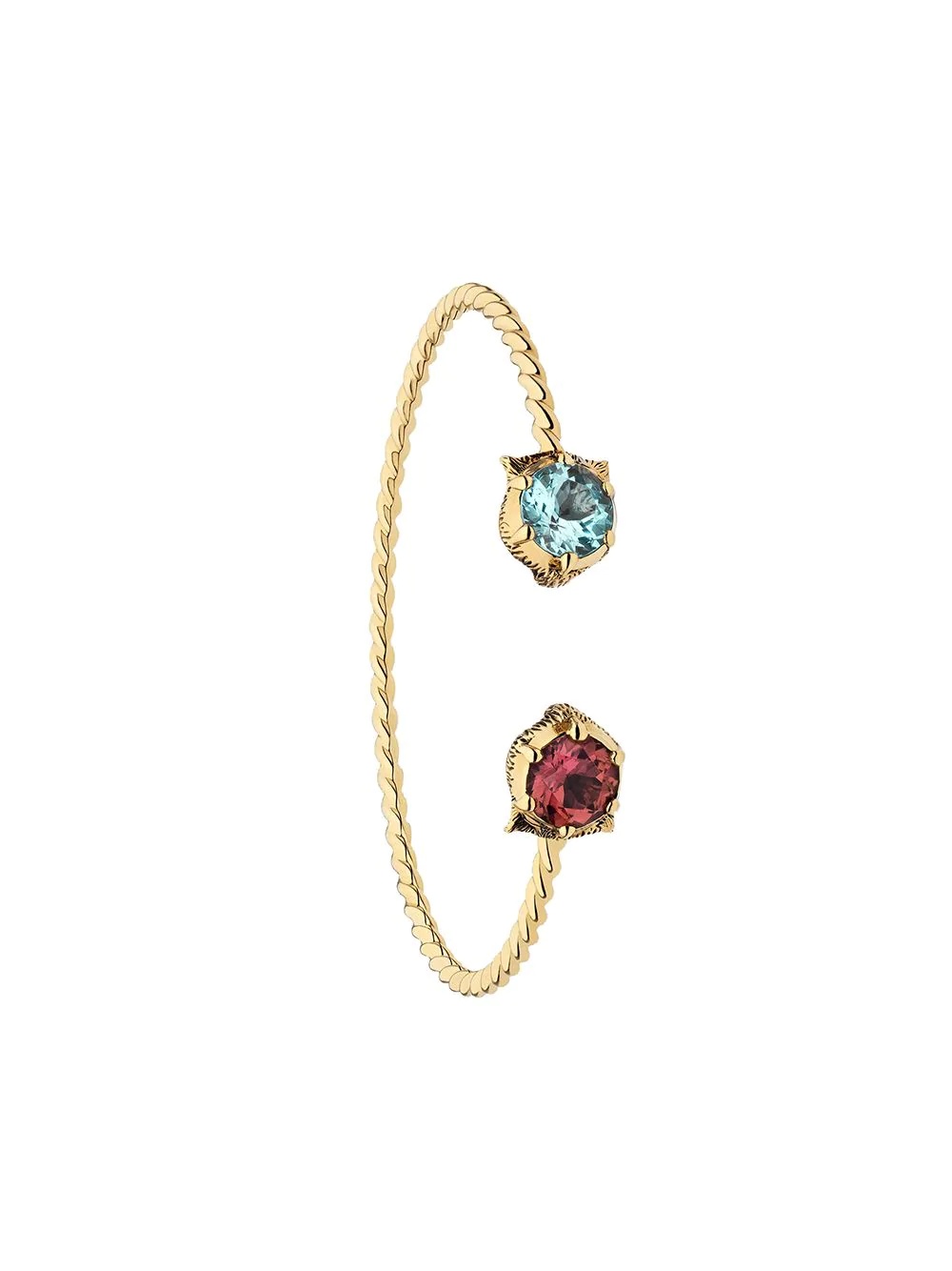 18kt yellow gold Le Marché des Merveilles diamond, aquamarine and tourmaline cuff - 1