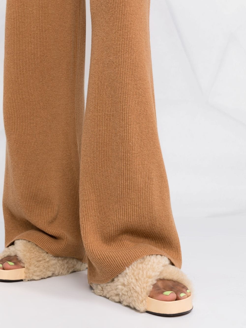 ribbed-knit wide-leg trousers - 3