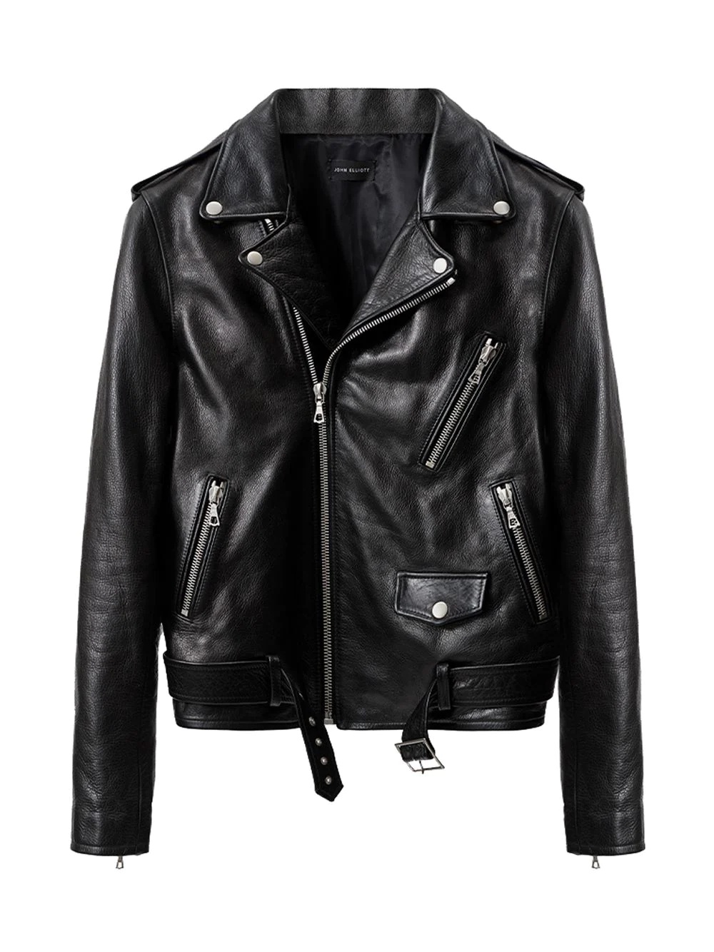 zipped biker jacket - 1