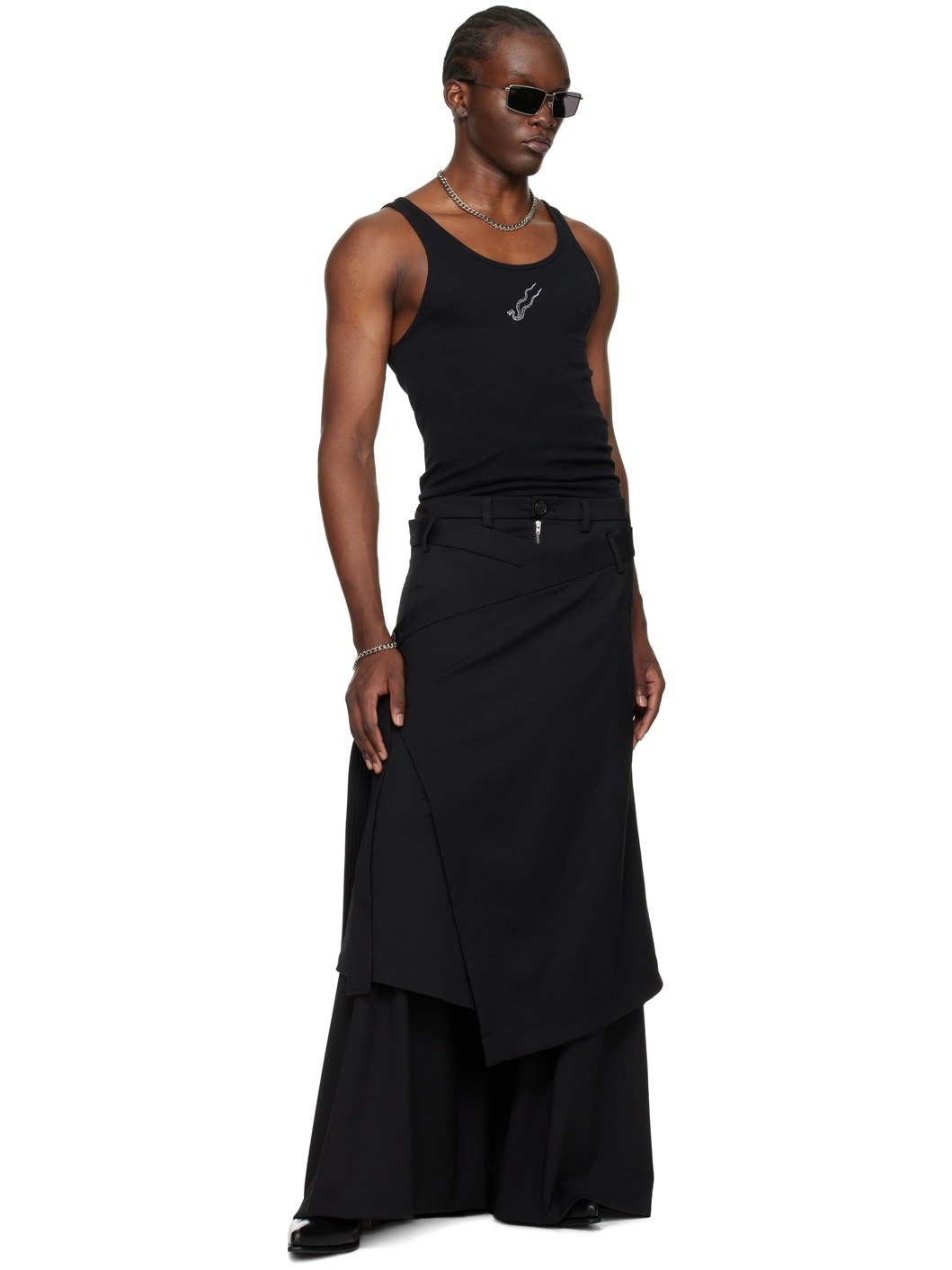 Black Apron Midi Skirt - 4