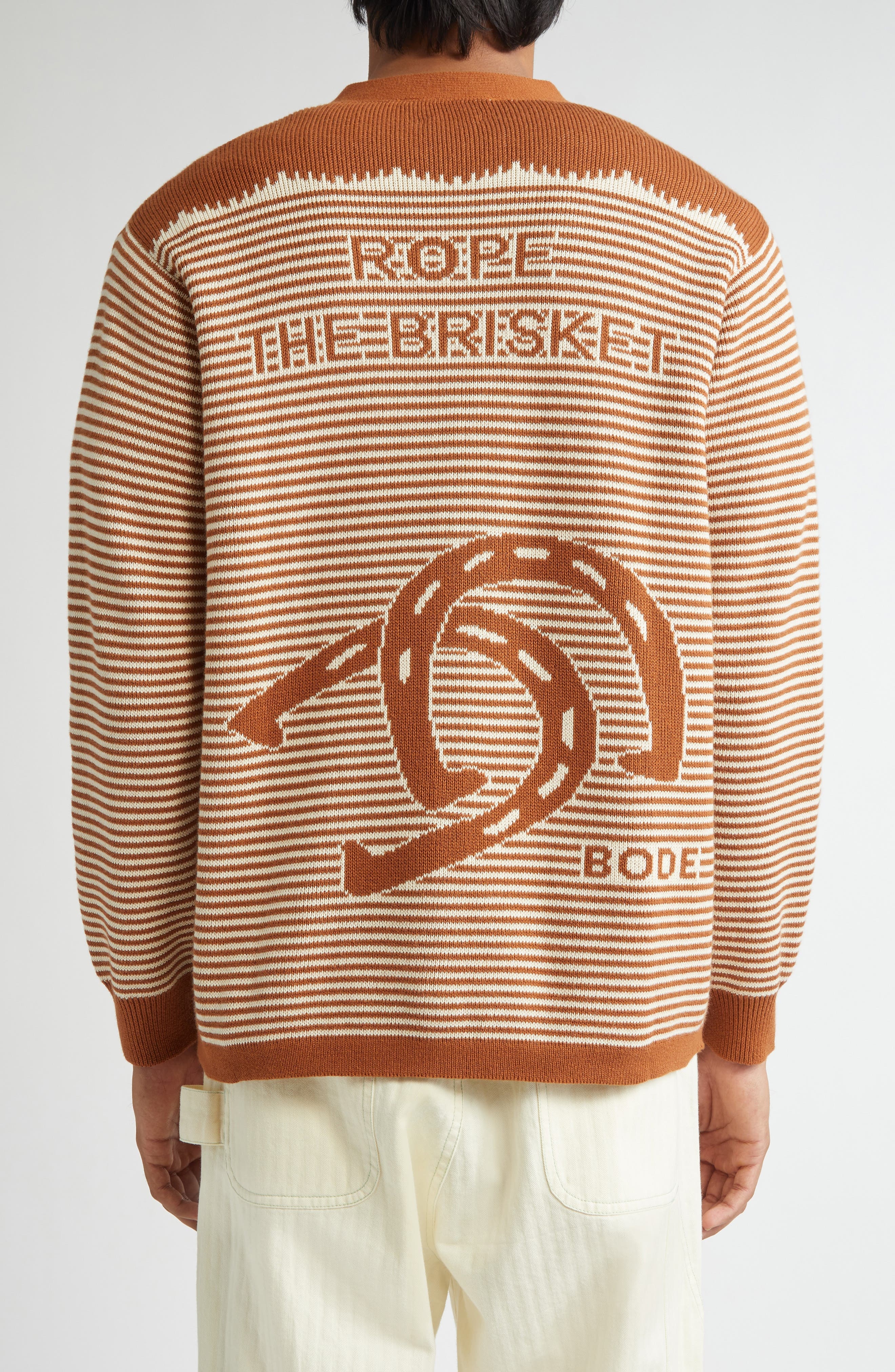 Bode Buckaroo Cardigan in Brown/Cream at Nordstrom - 3