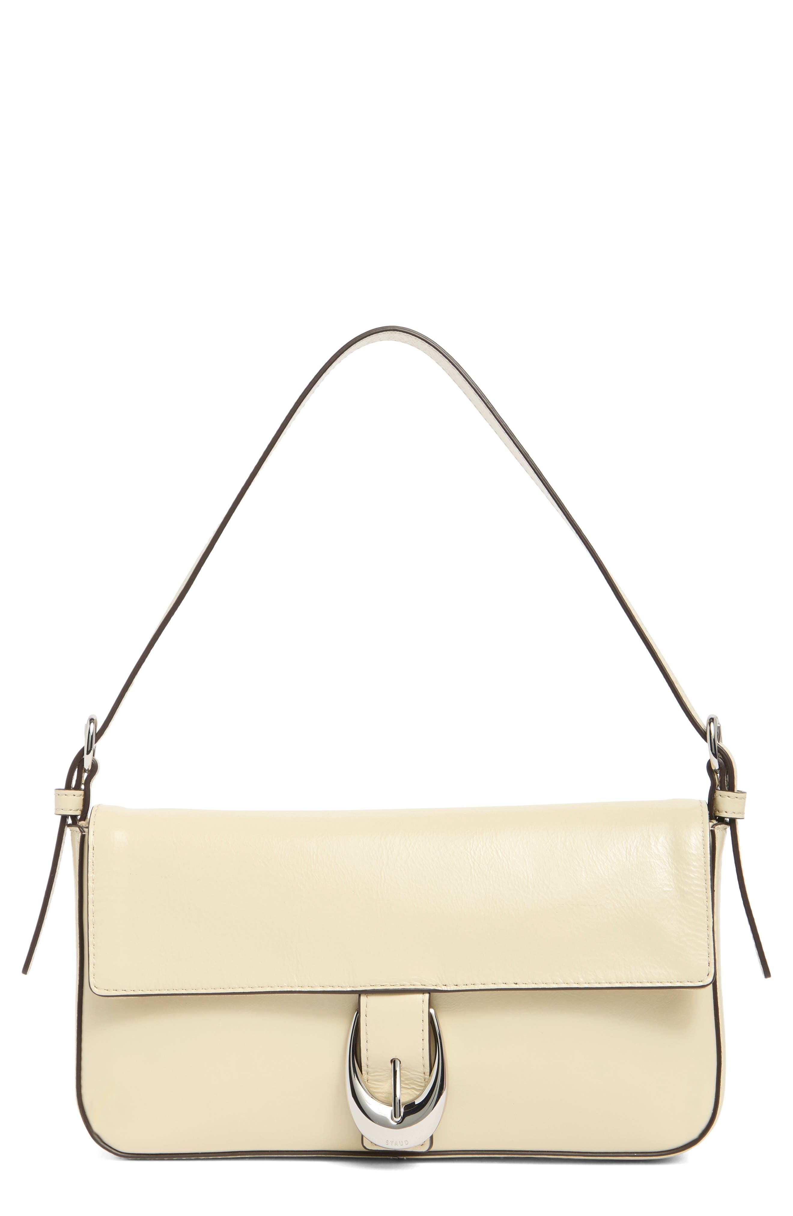 STAUD Harlow Leather Shoulder Bag in Cream at Nordstrom - 1