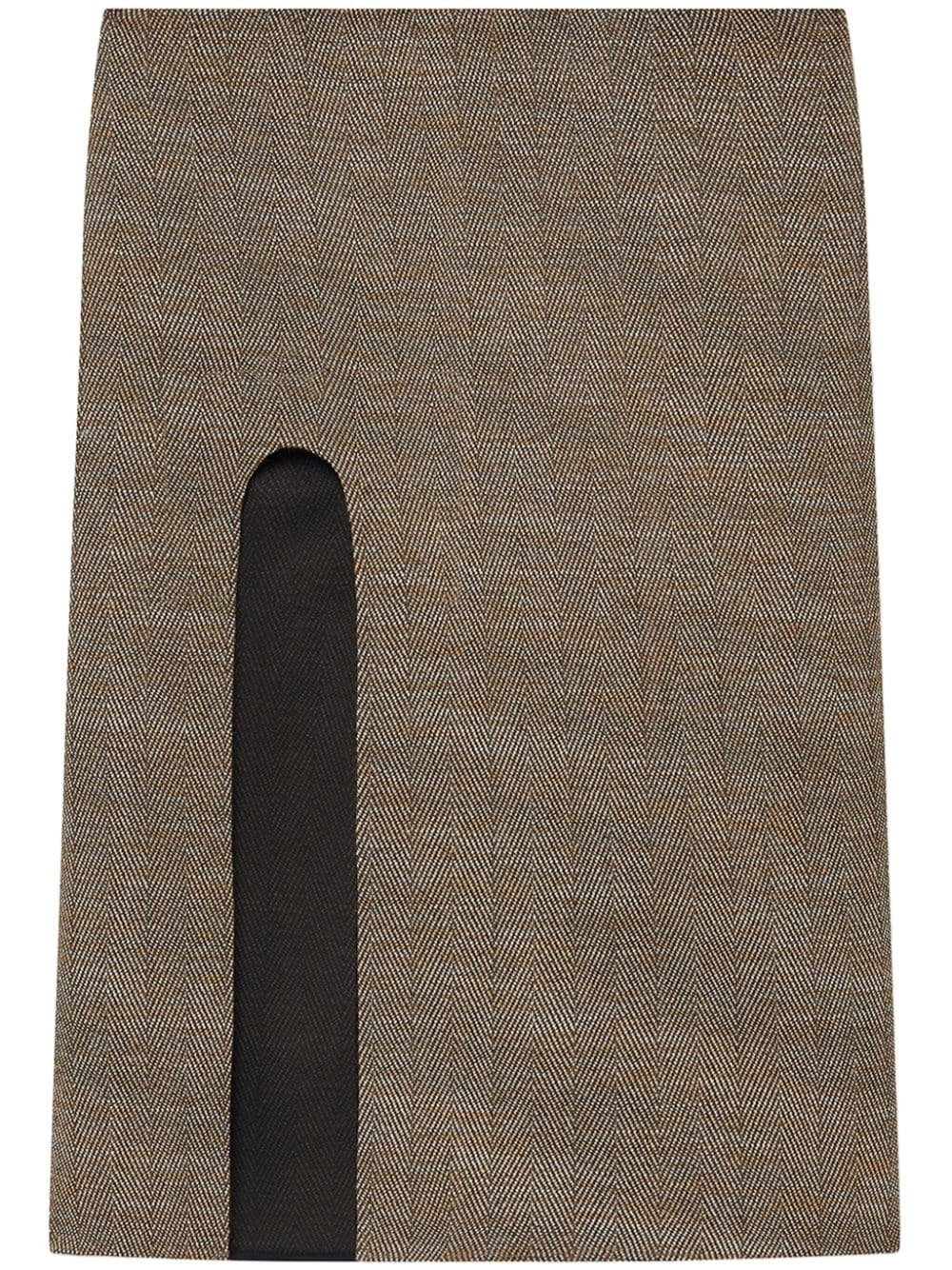 side-slit tweed midi skirt - 1
