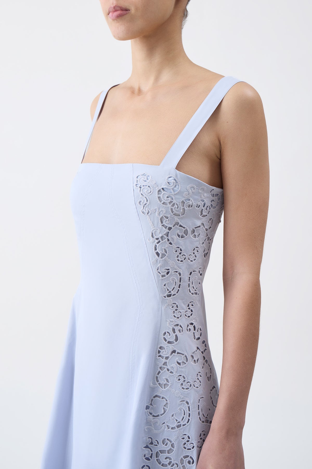 Lenya Lace Dress in Light Blue Cotton - 3