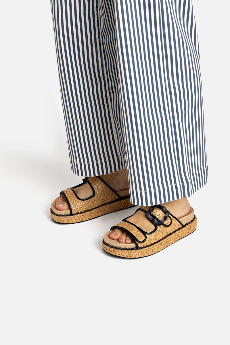 Larroudé Maui Slide In Tapestry Natural Raffia and Black Trimming outlook