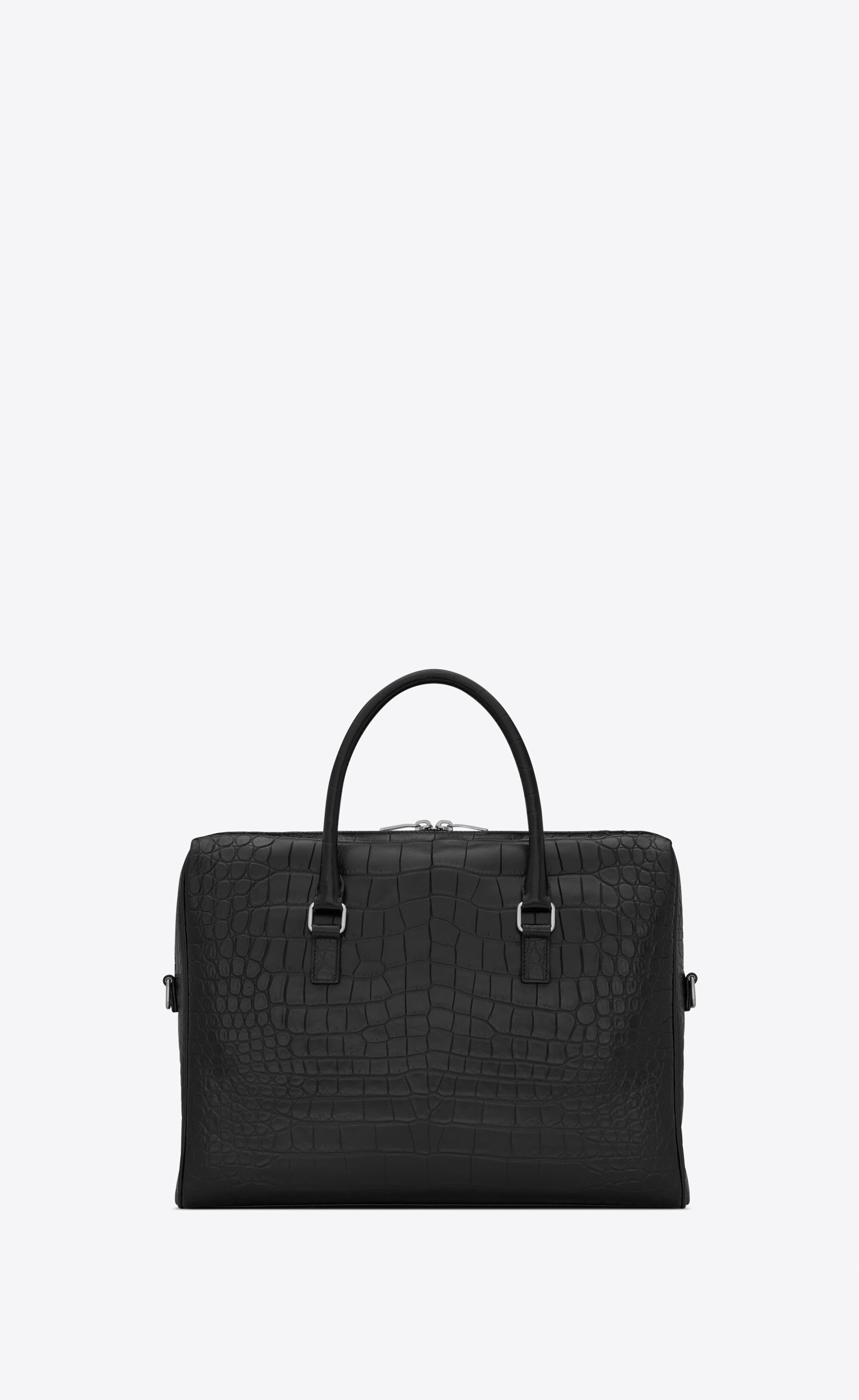 duffle saint laurent briefcase bag in crocodile-embossed matte leather - 2