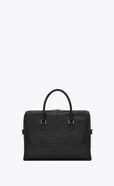 SAINT LAURENT duffle saint laurent briefcase bag in crocodile-embossed matte leather outlook