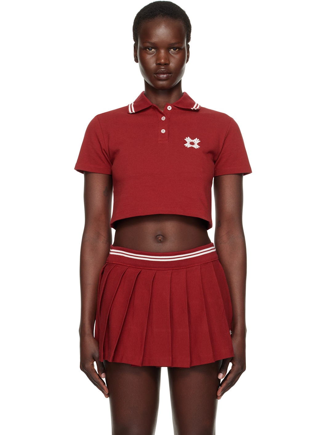 Red MA Quad Cropped Polo - 1