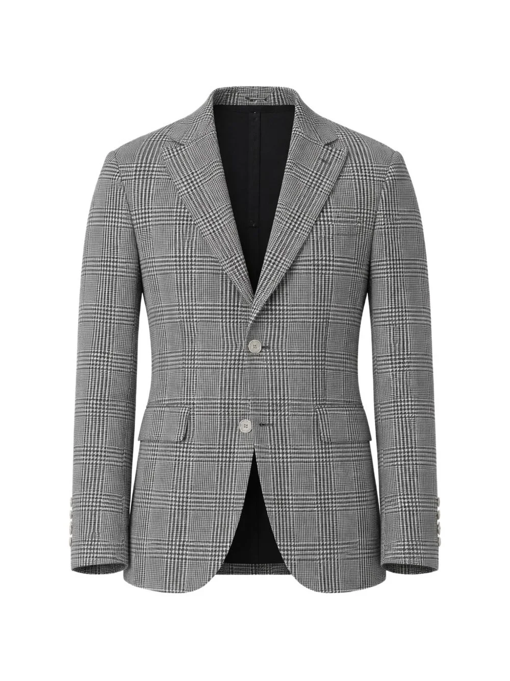 checked single-breasted jacket - 1