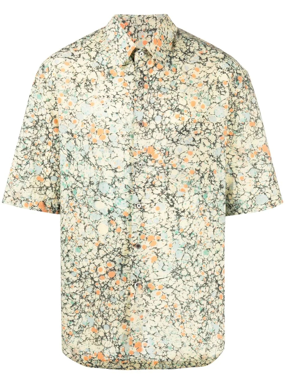 marbled pattern short-sleeved shirt - 1