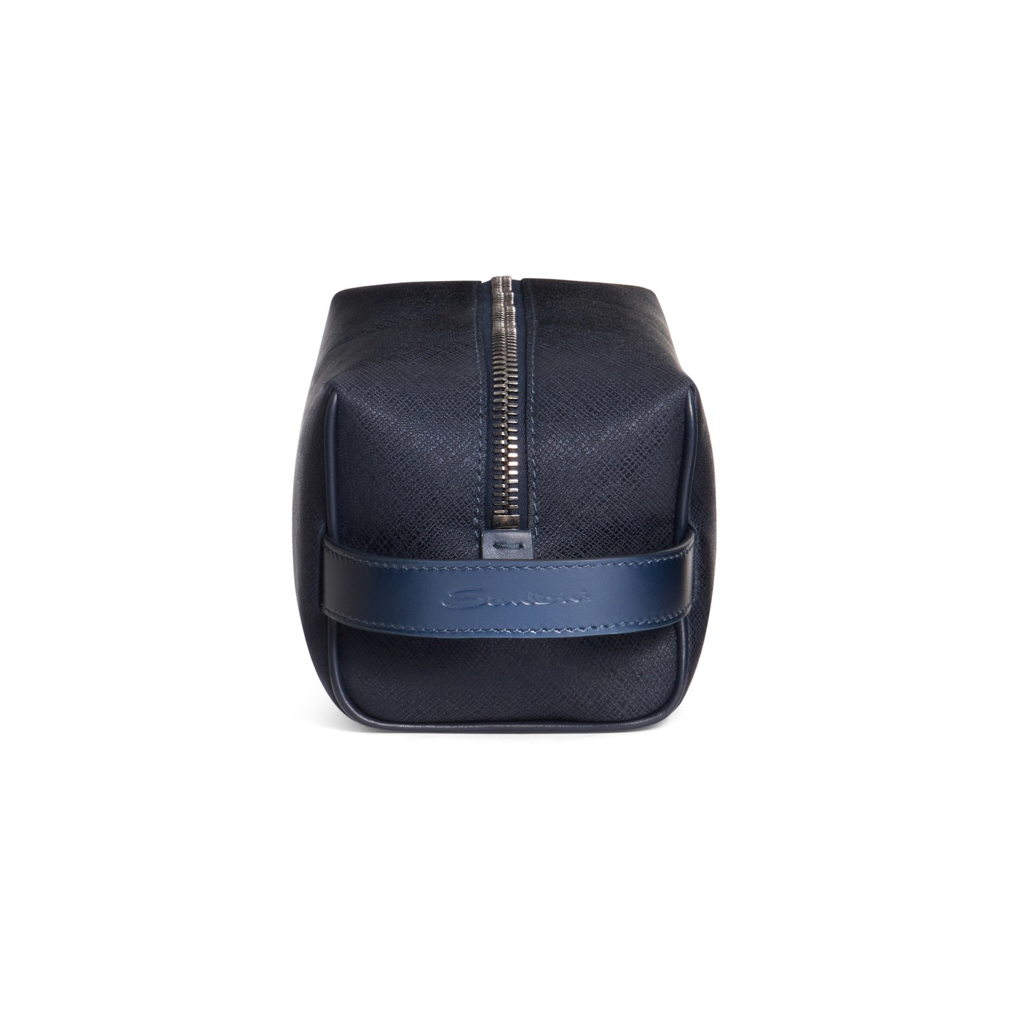 Blue leather and nylon pouch - 3