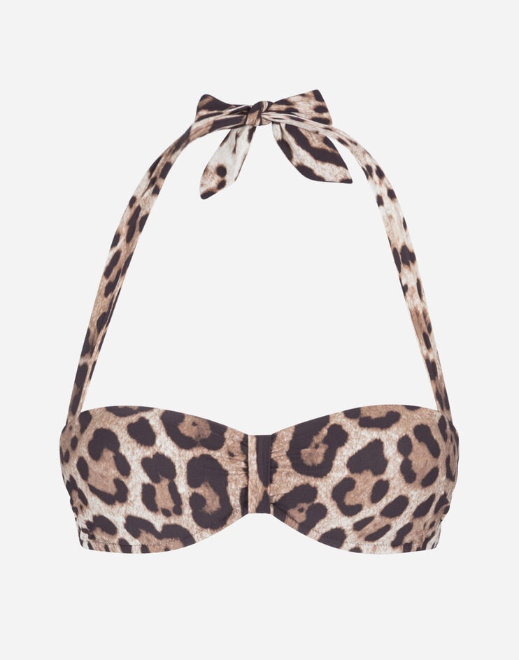 Padded bandeau bikini top with leopard print - 1