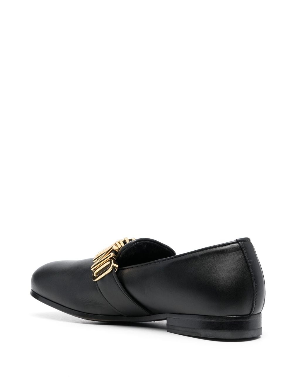 logo-plaque leather loafers - 3