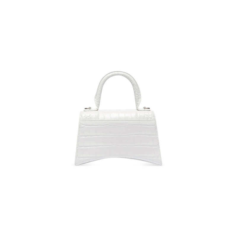 BALENCIAGA Women's Hourglass Xs Handbag Crocodile Embossed in White outlook