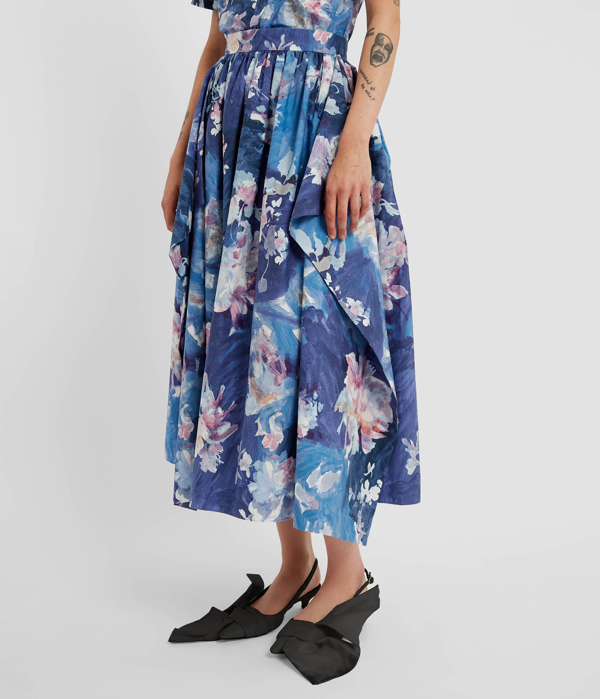 GATHERED MIDI SKIRT - 4