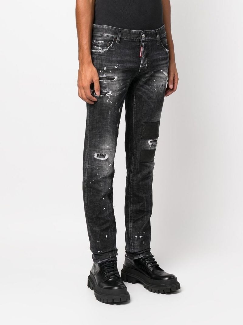 distressed-effect straight-leg jeans - 3