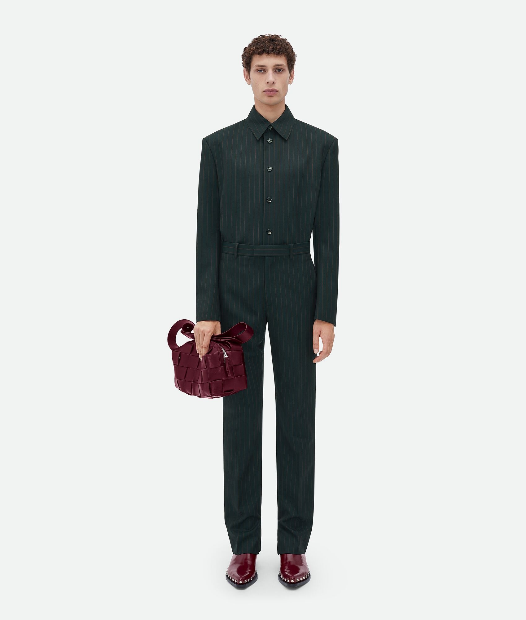 wool pinstripe shirt jacket - 4