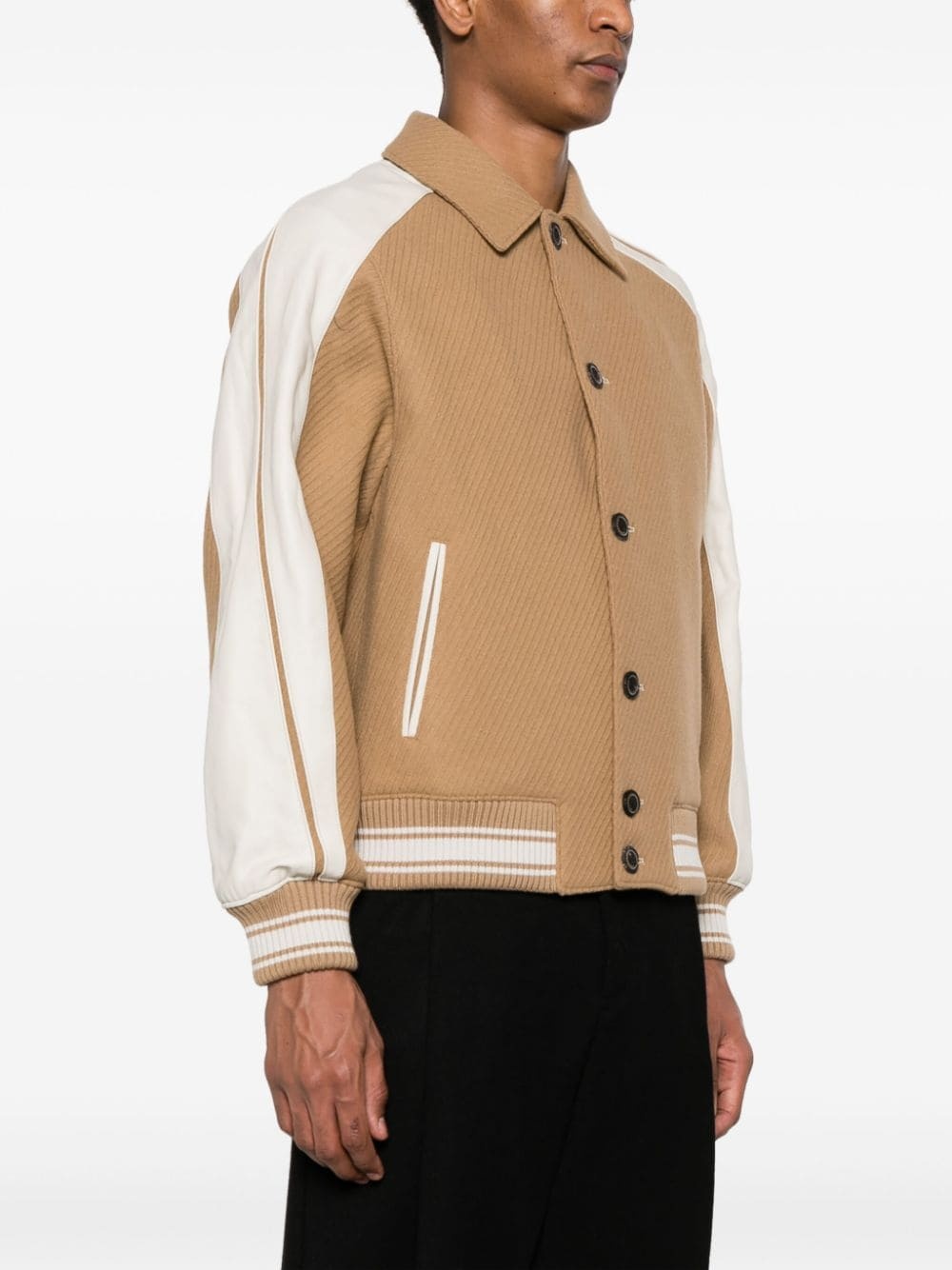 button-down ribbed bomber jacket - 4