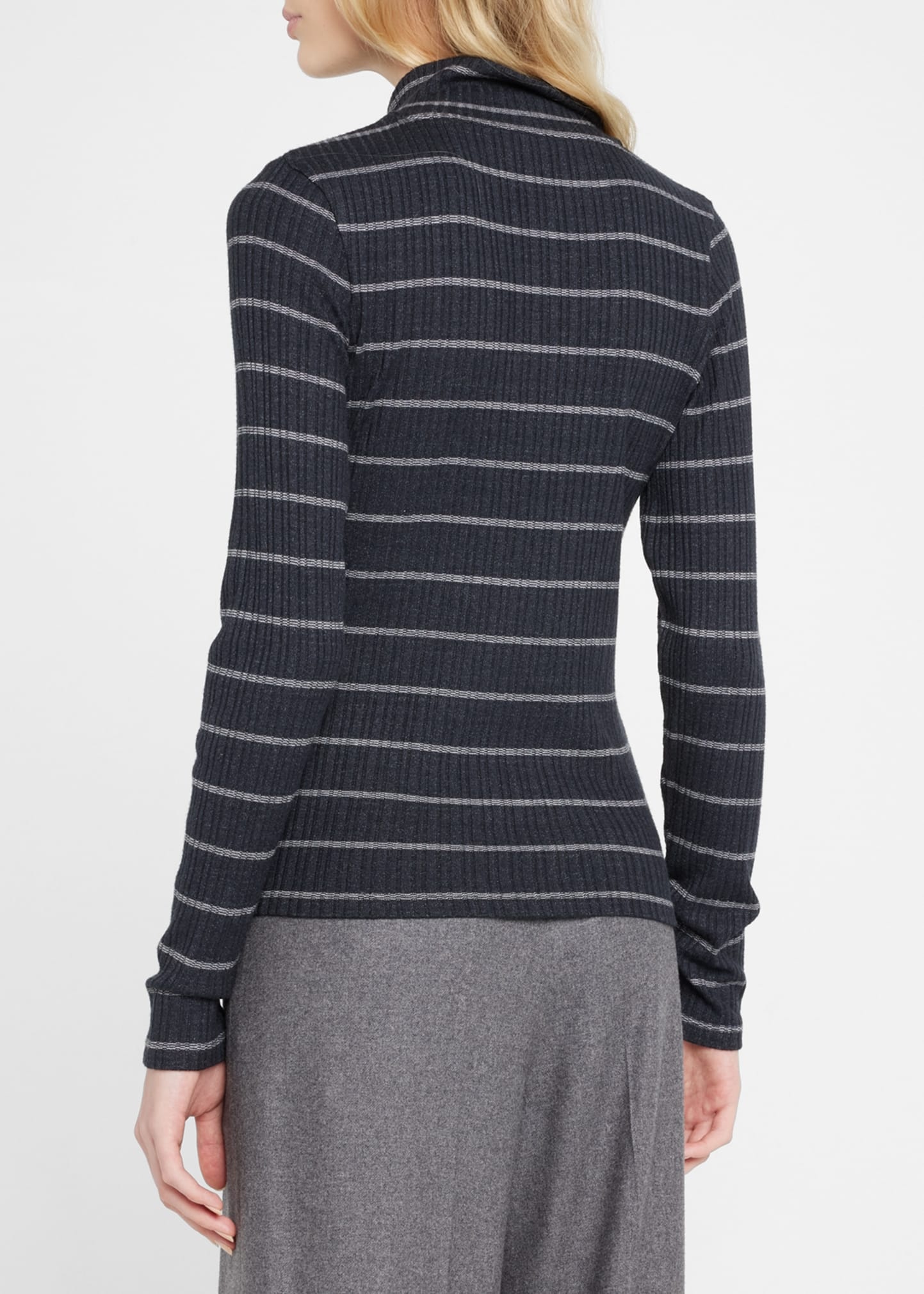 Striped Rib Half-Zip Sweater - 3