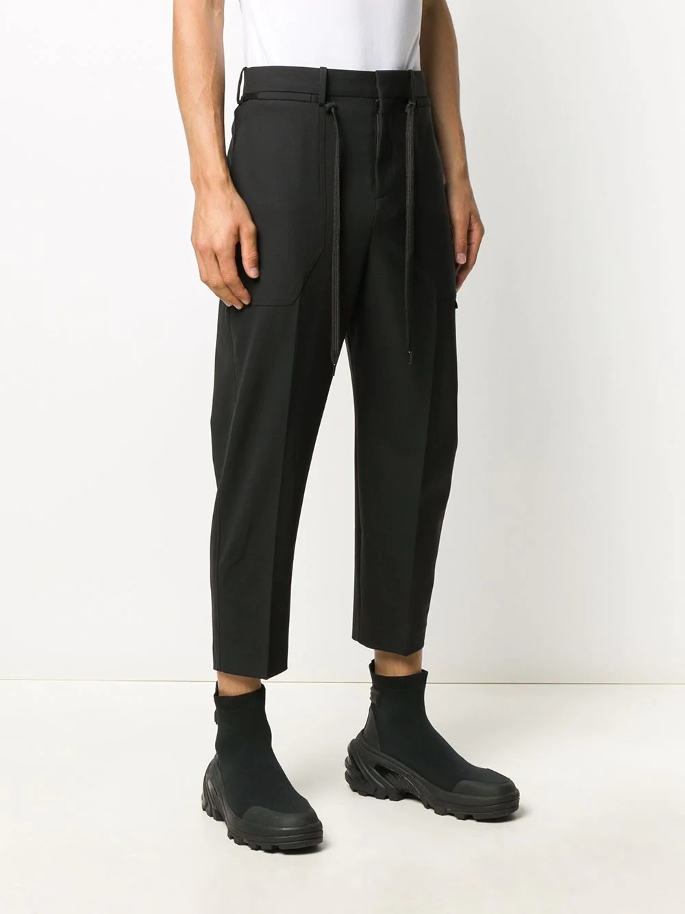 cropped drawstring trousers - 3