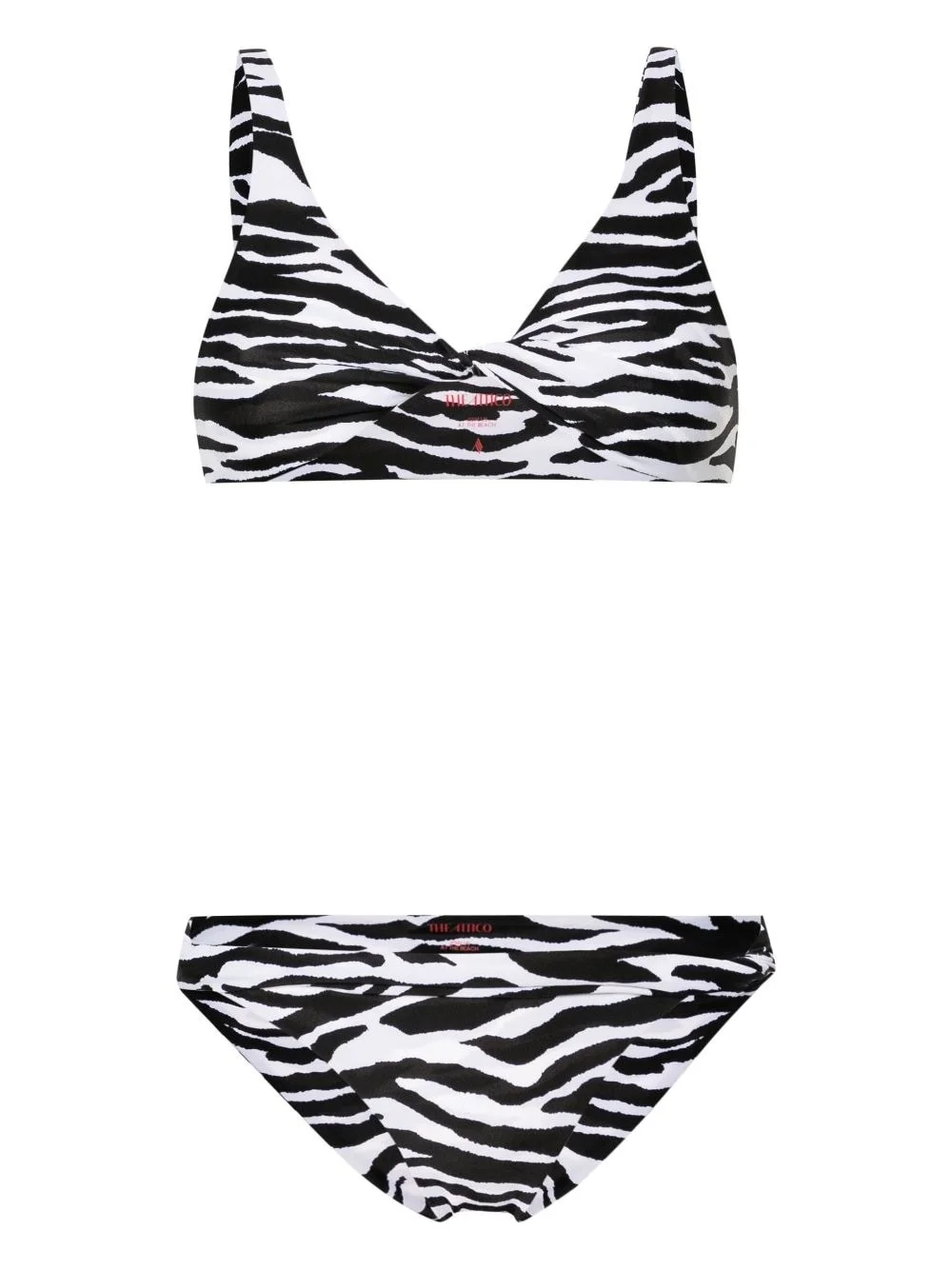 twist-detailing zebra-print bikini - 1
