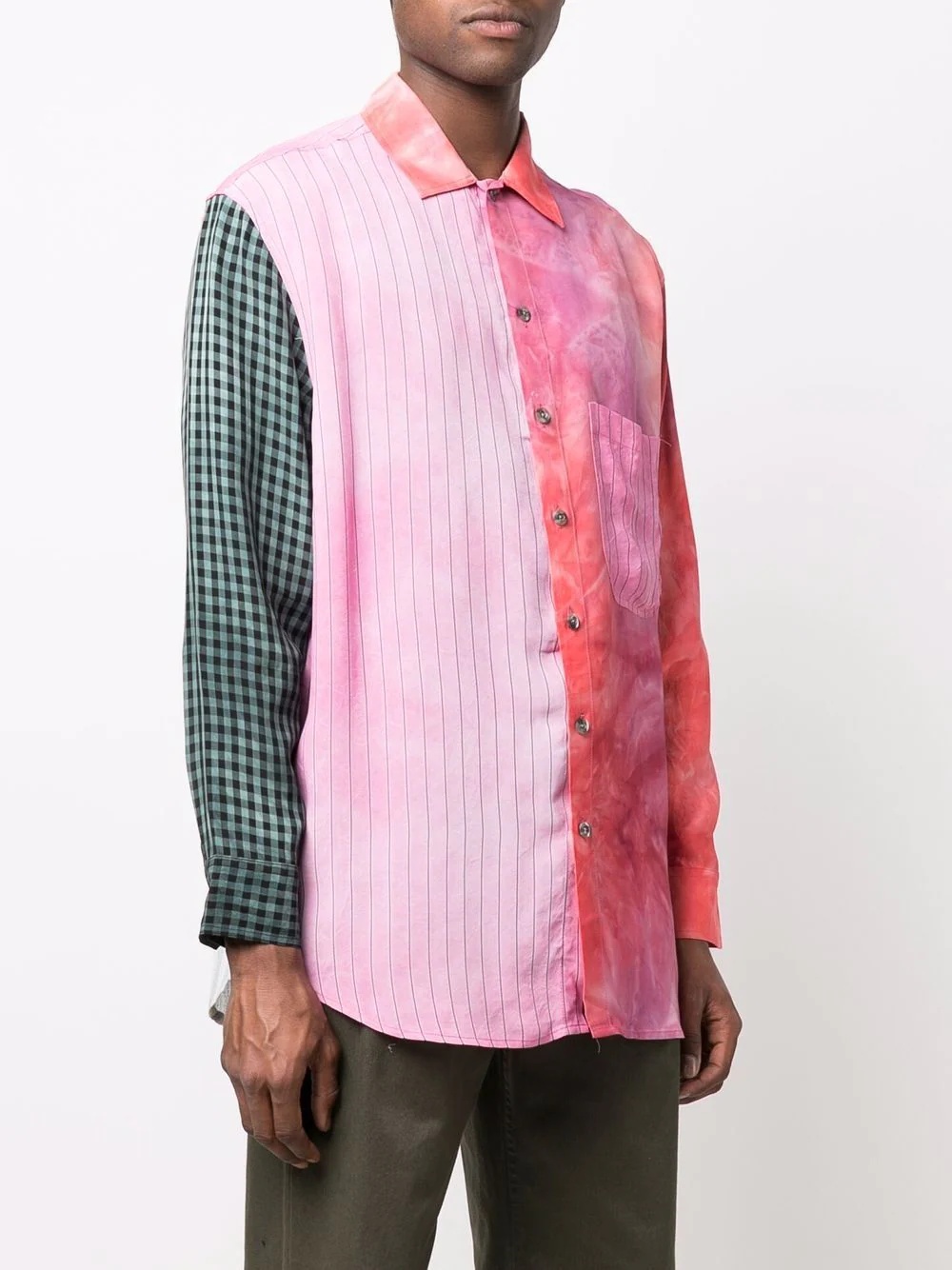patchwork long-sleeve shirt - 3