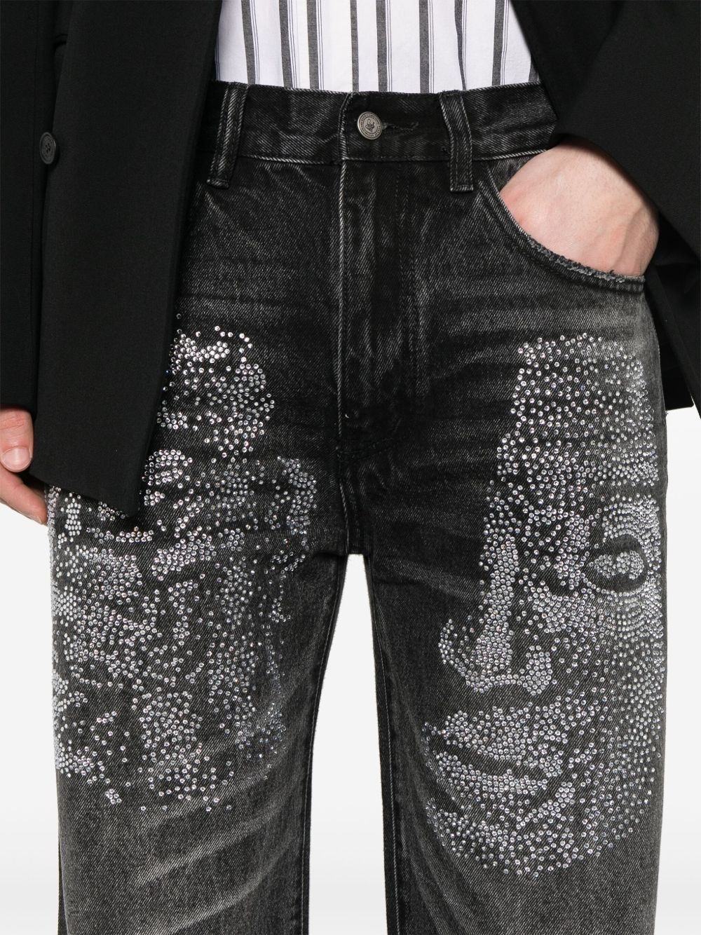 rhinestone-face jeans - 5